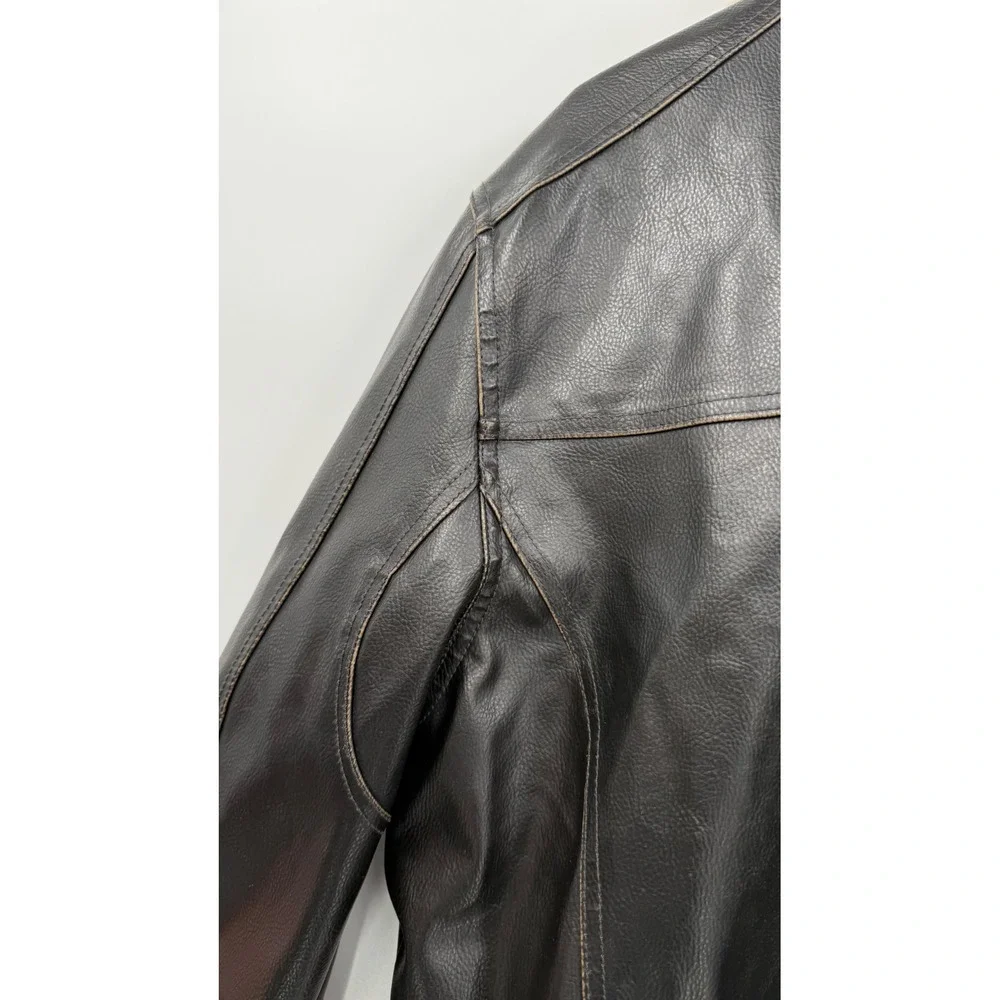 Levis Medium Bomber Jacket Mens Brown Faux Leather Sherpa Collar Aviator RN54163